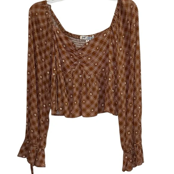 Jolt Plaid Long Sleeve crop top size XLJ - Picture 2 of 6